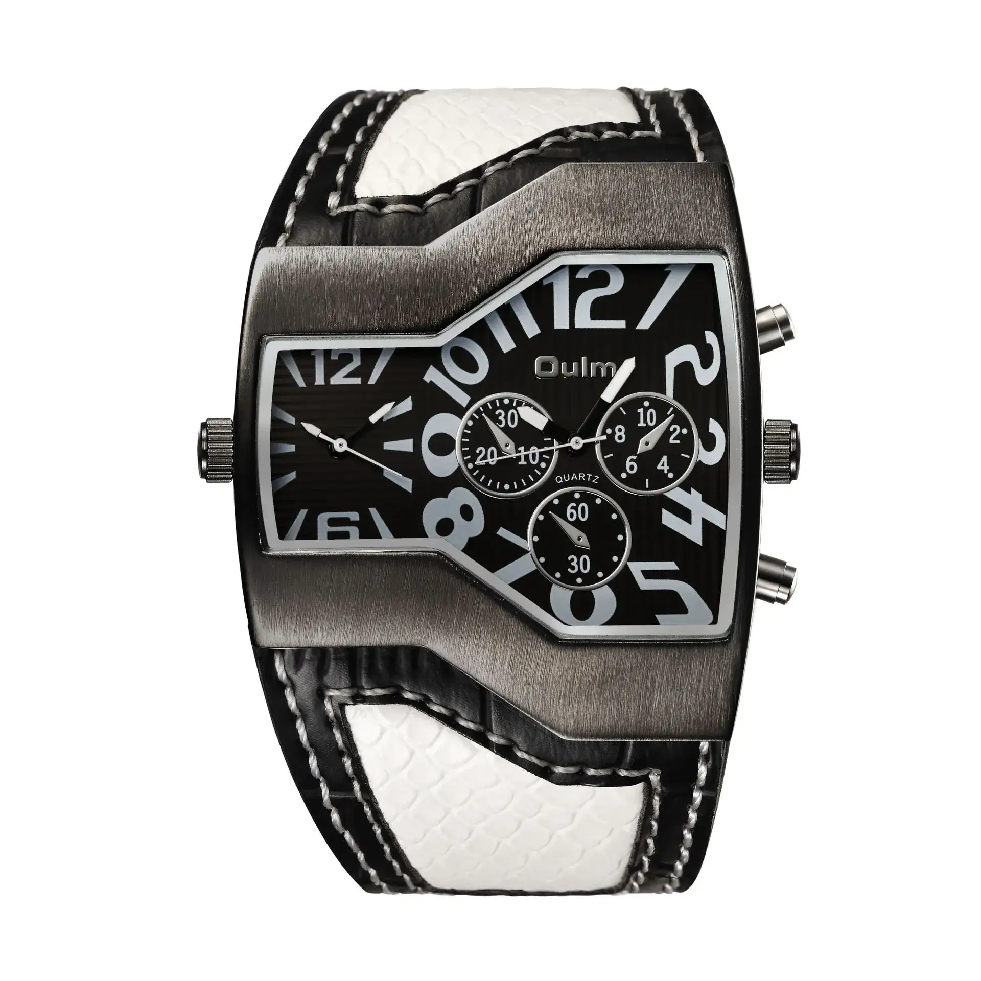 Oulm Quartz Men's Watch Large Dial Black Belt - Image 6