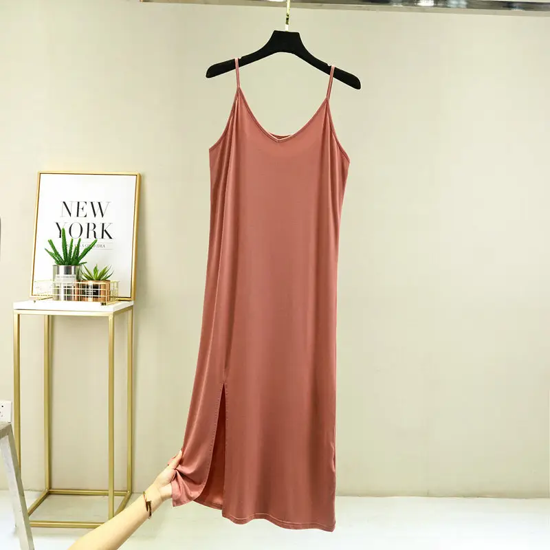 2022 Summer Women's Modal Nightgown Brown Slim Fit - Image 11