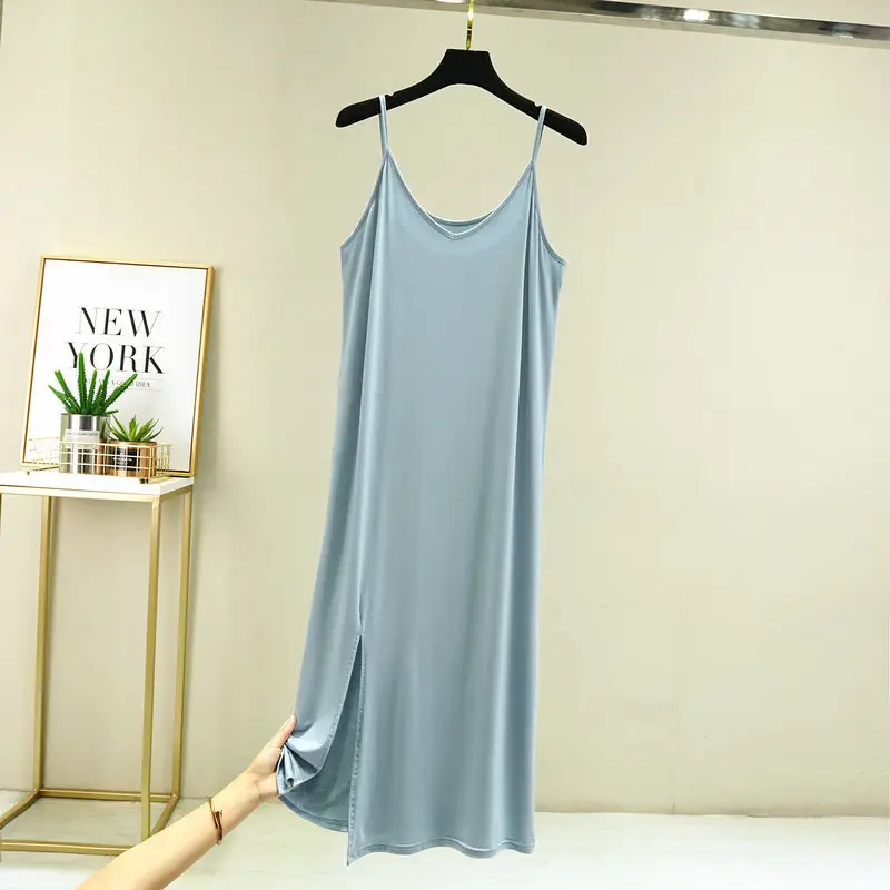 2022 Summer Women's Modal Nightgown Brown Slim Fit - Image 3