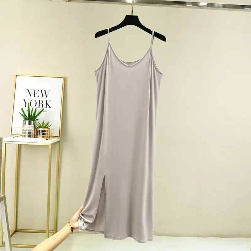 2022 Summer Women's Modal Nightgown Brown Slim Fit - Image 4