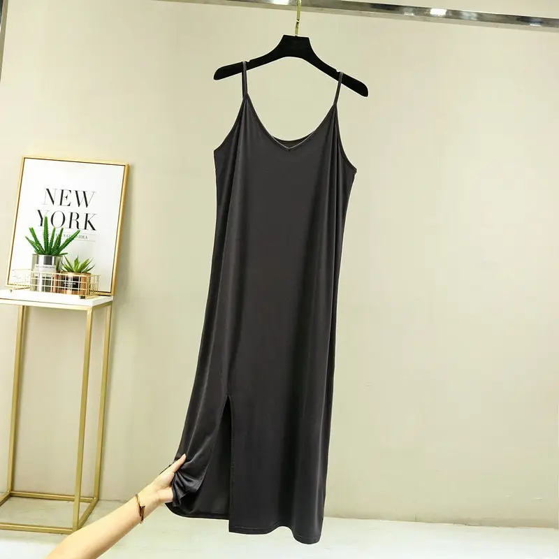 2022 Summer Women's Modal Nightgown Brown Slim Fit - Image 8