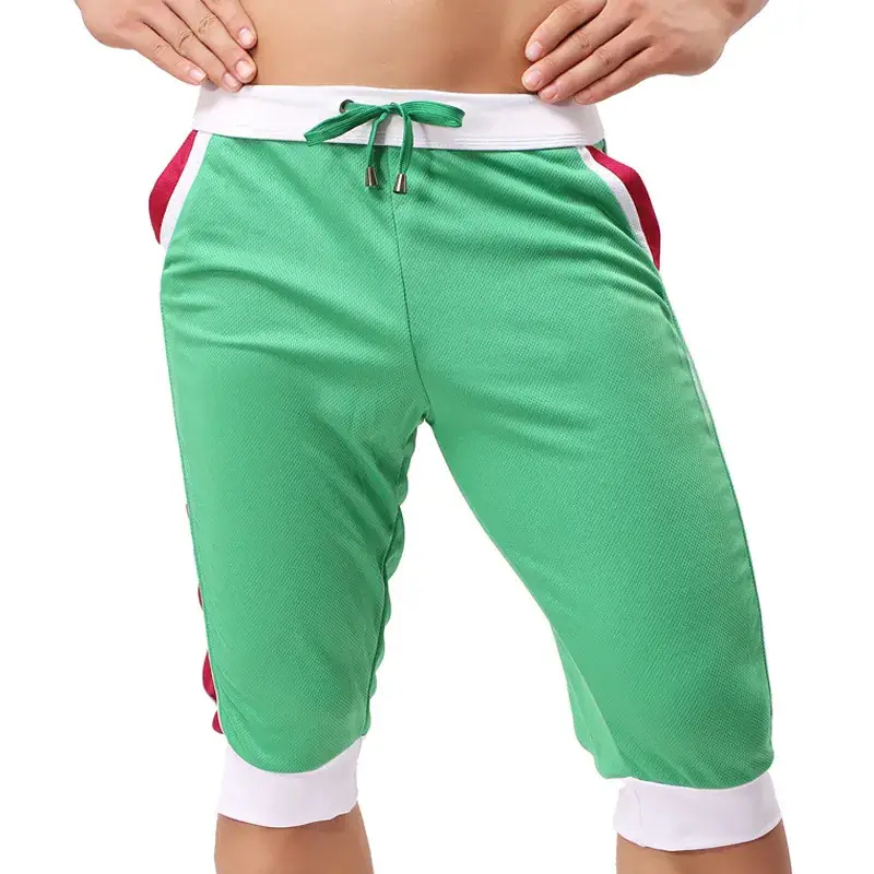 Men's Red Korean Casual Crop Pants with White Trim - Image 3