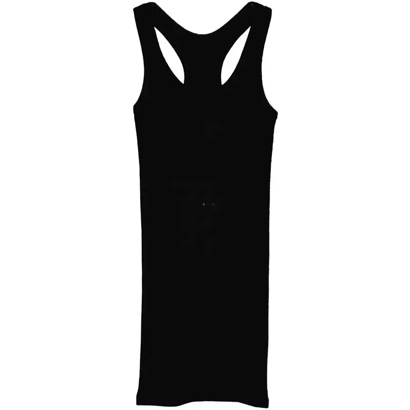 Black Cotton Racerback Camisole with Hip Cover Skirt