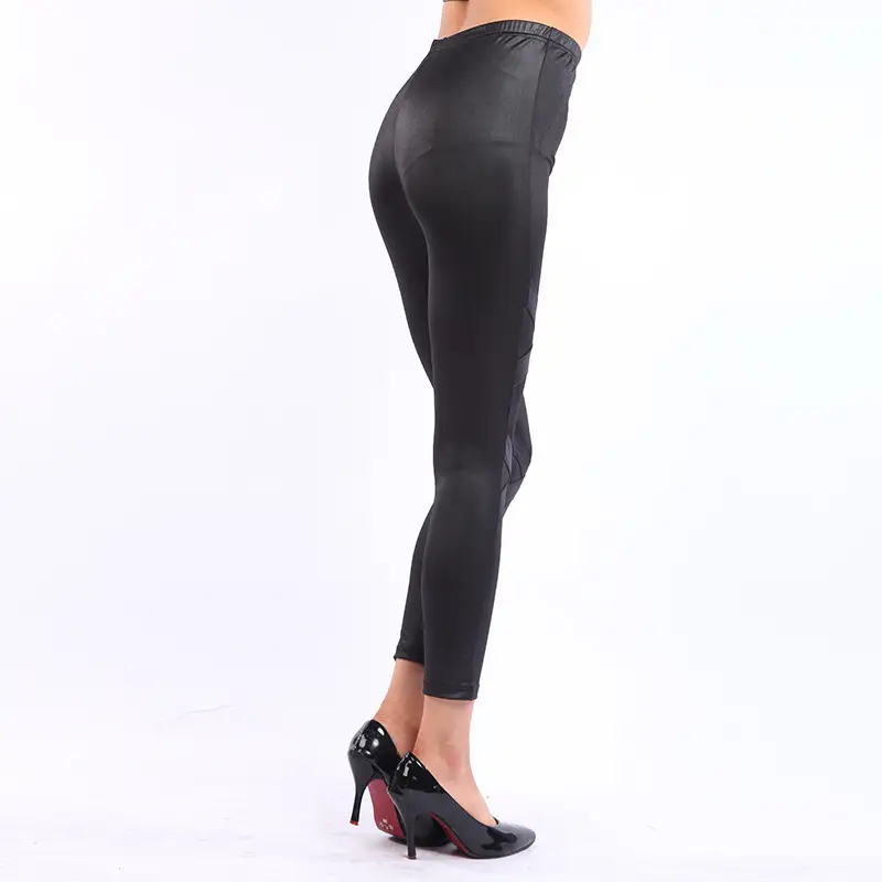 Black Cross-Patterned Leggings 9/11 Length
