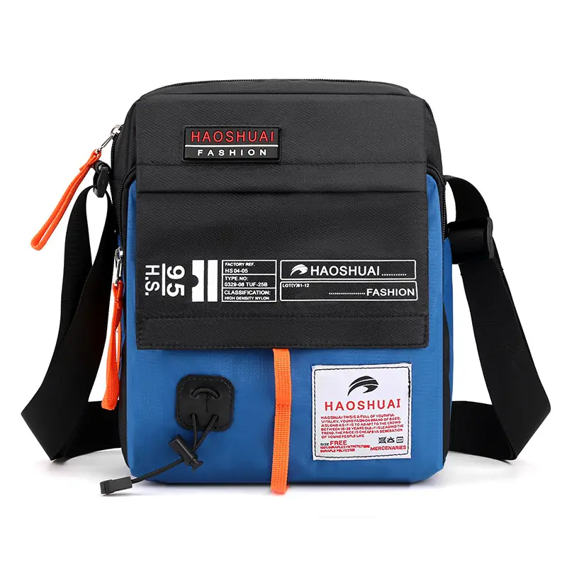 Men's Diagonal Shoulder Bag Blue Black Sports Fashion