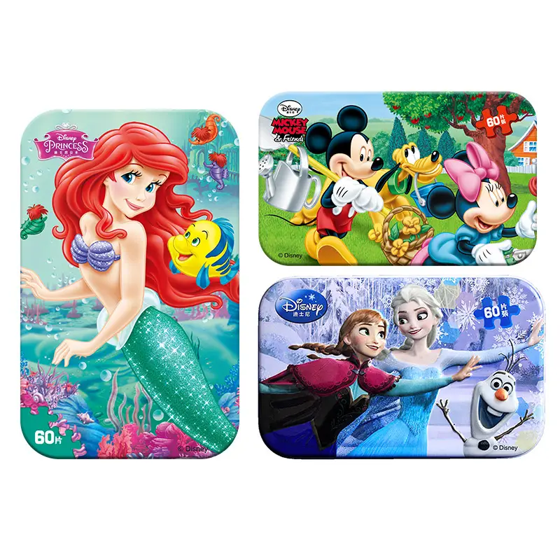 Disney Ice Princess Fun Early Education Iron Box 60 Wood Kids Puzzle