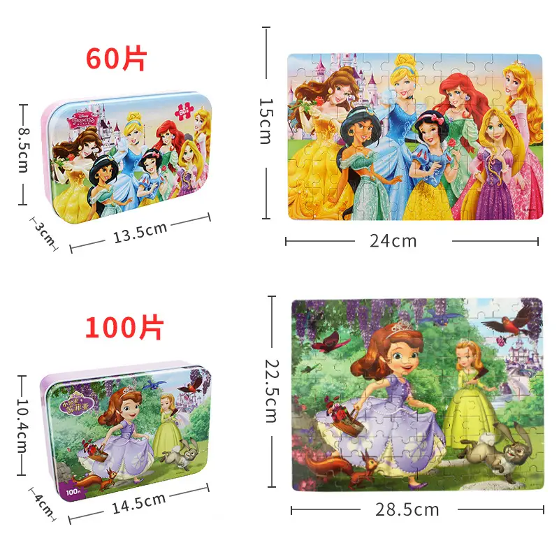 Disney Ice Princess Fun Early Education Iron Box 60 Wood Kids Puzzle - Image 11