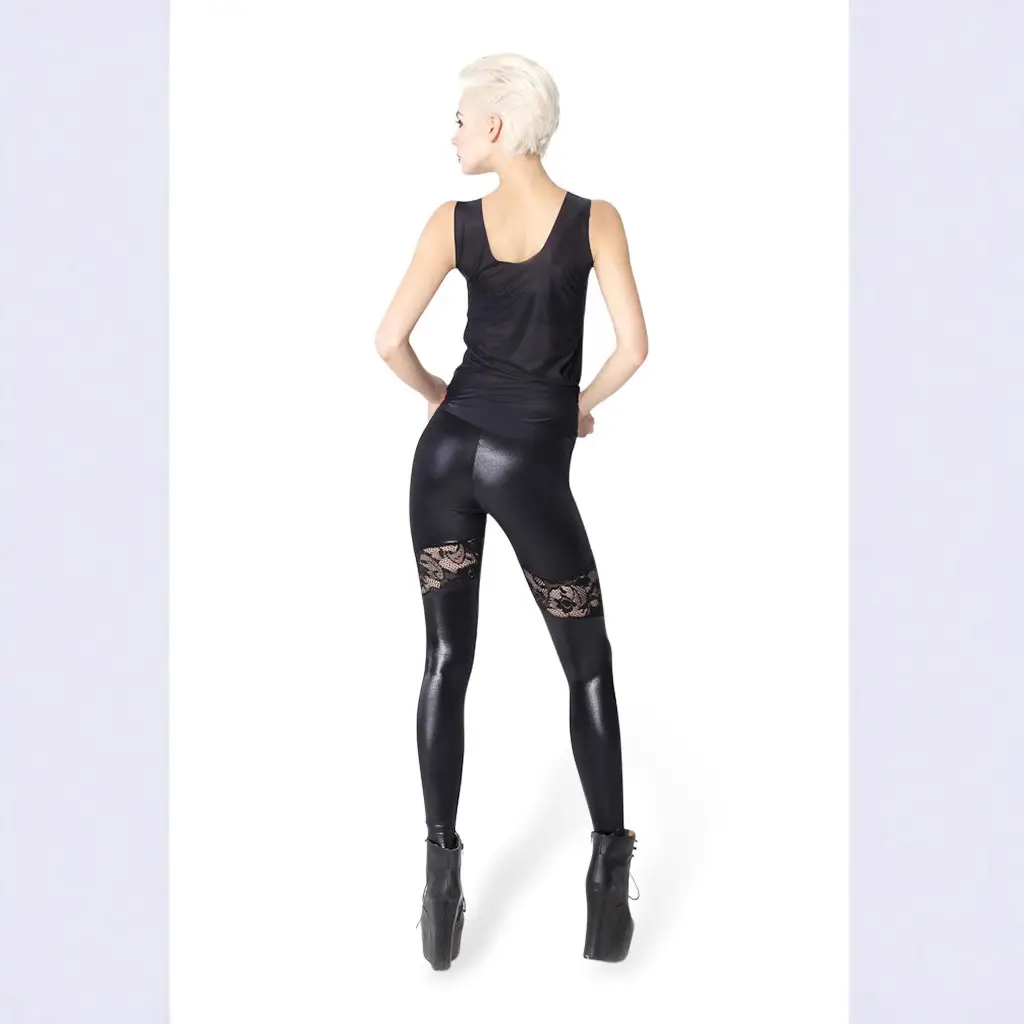 Black Lace Stitching Leggings Women Casual Pants