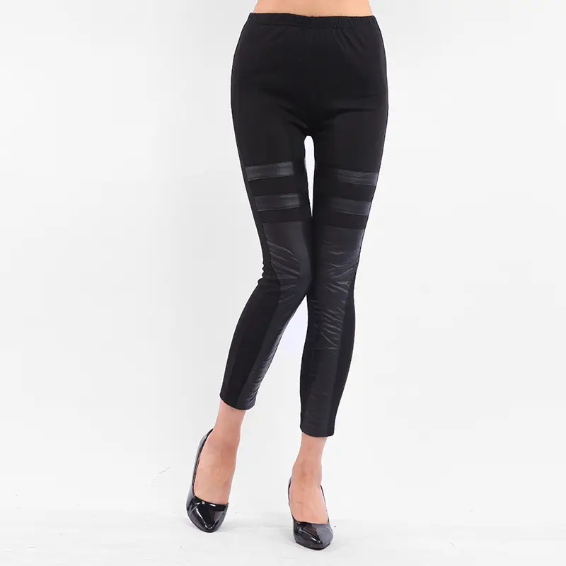 Black Lace Slim Fit Leggings with Hollow Rose Design