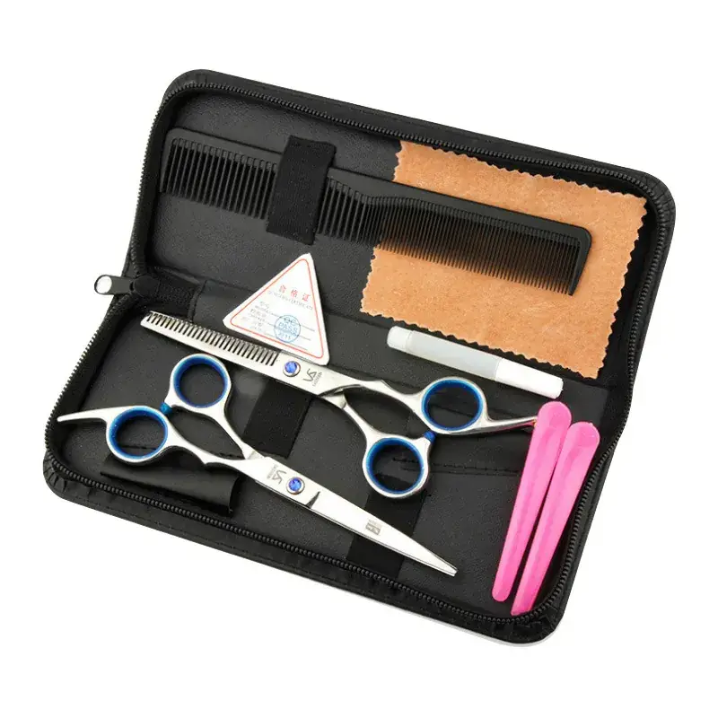 Stainless Steel Barber Scissors Set with Blue Handles