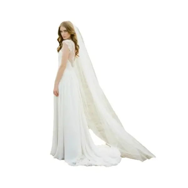 White Bridal Veil with Extra Long Train, Soft Tulle, Wholesale - Image 7