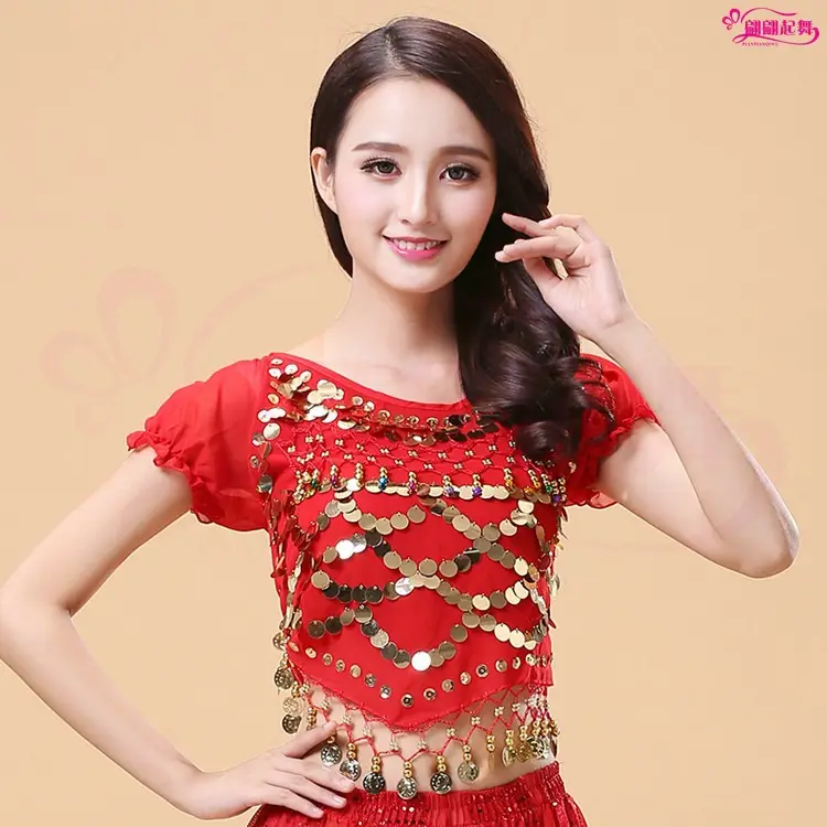 New Indian Dance Chiffon Belly Dance Top Pink - Image 7