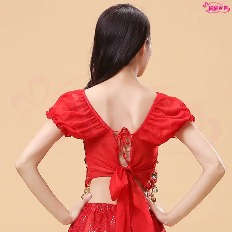 New Indian Dance Chiffon Belly Dance Top Pink - Image 8