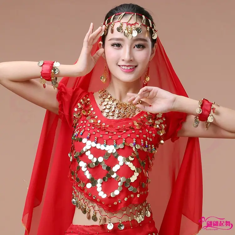 New Indian Dance Chiffon Belly Dance Top Pink - Image 2