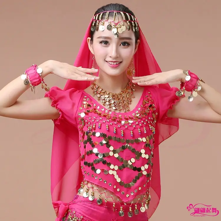 New Indian Dance Chiffon Belly Dance Top Pink - Image 3