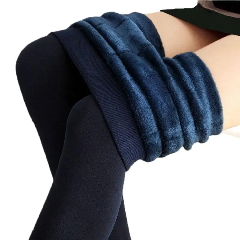 Women Fleece Warm Boot Pants High Waist Beige