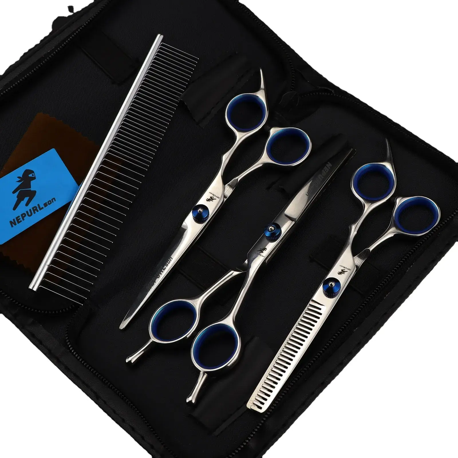 6.0 Inch Blue Screw 3 Pack Hair Scissors Set