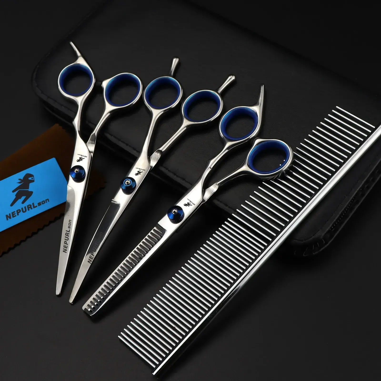6.0 Inch Blue Screw 3 Pack Hair Scissors Set