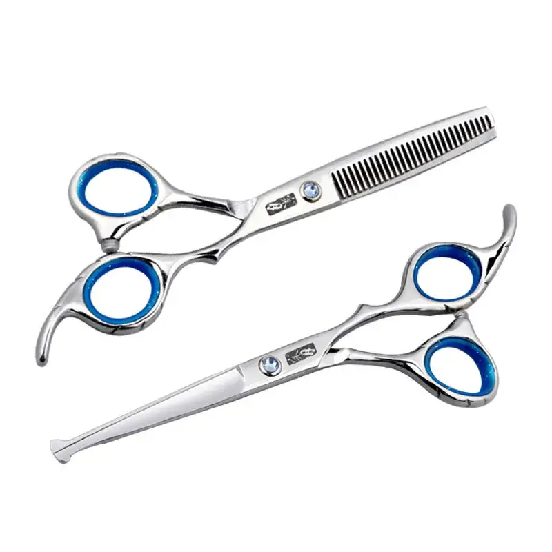 Professional Haircut Scissors Set with Blue Handles
