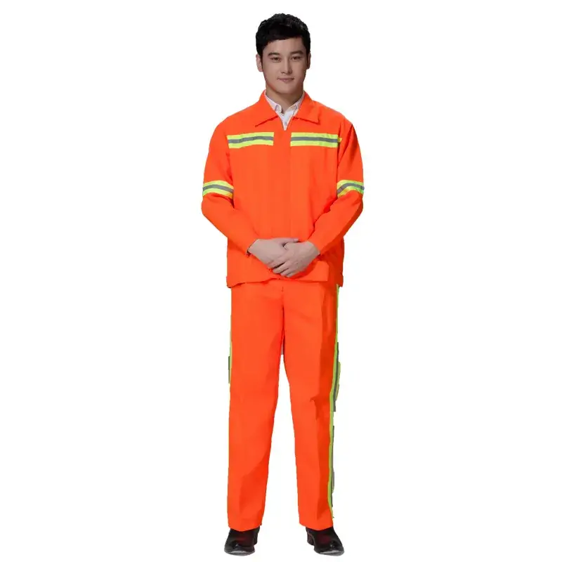 Long-sleeve Safety Workwear Orange Reflective Strips - Image 2