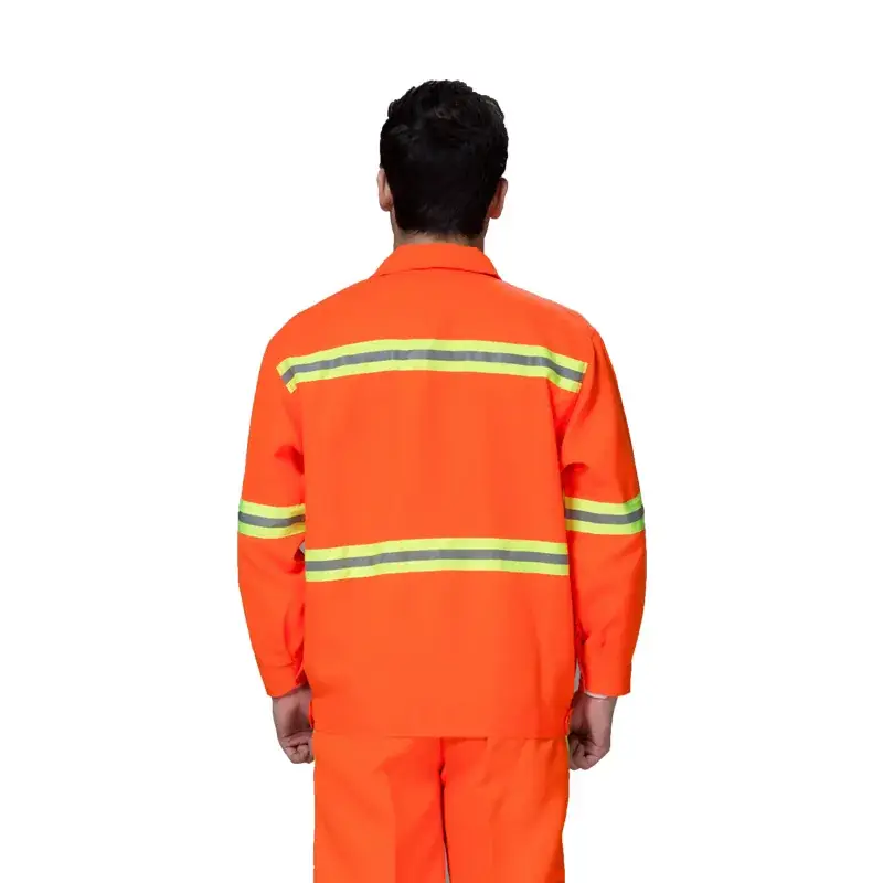 Long-sleeve Safety Workwear Orange Reflective Strips - Image 4