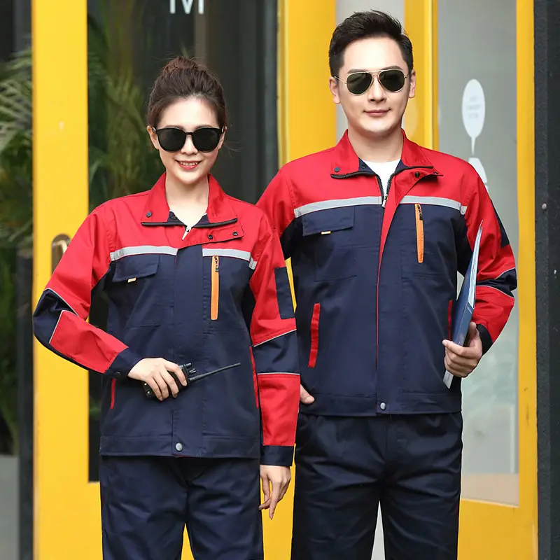 Men Women Polyester Work Suit Red Blue - Image 10