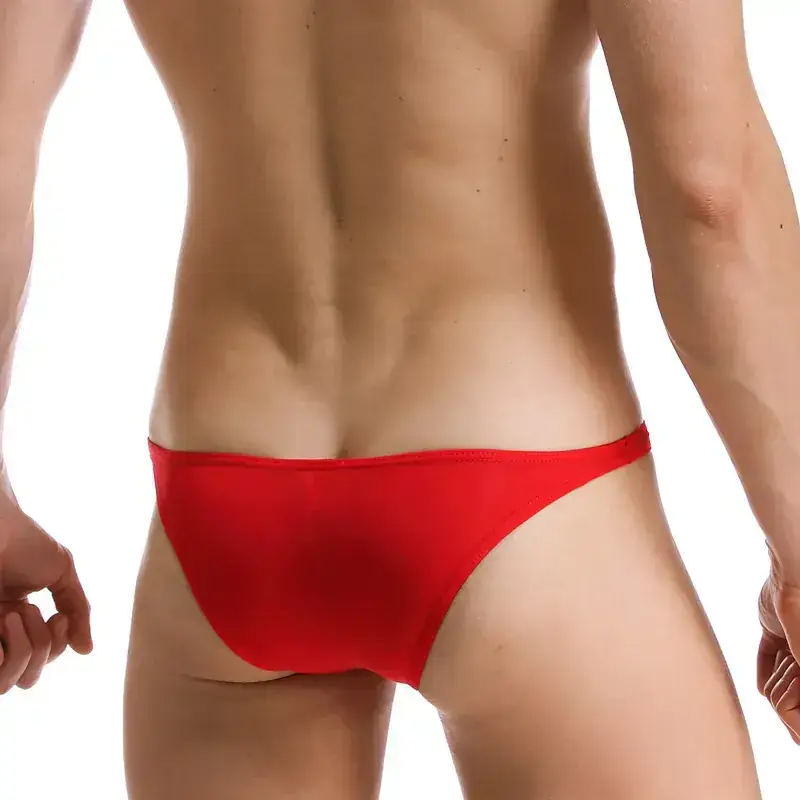 Men's White Ice Silk Low Waist Bikini Briefs U406