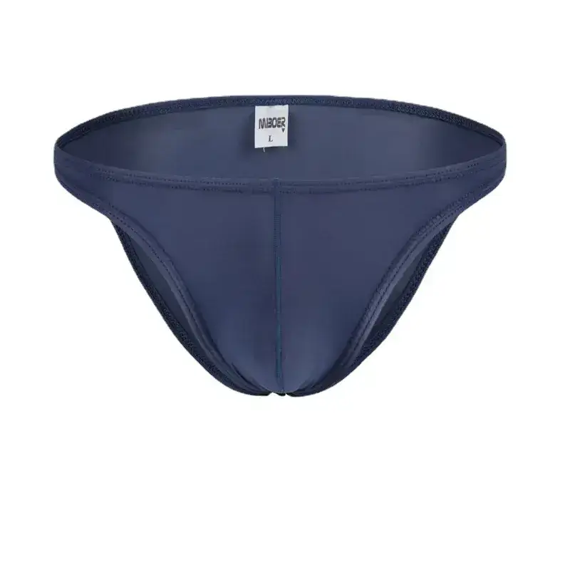 Men's White Ice Silk Low Waist Bikini Briefs U406
