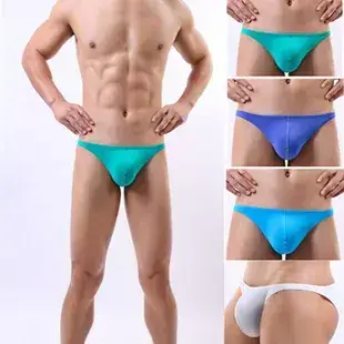 Men's White Ice Silk Low Waist Bikini Briefs U406 — feature 21