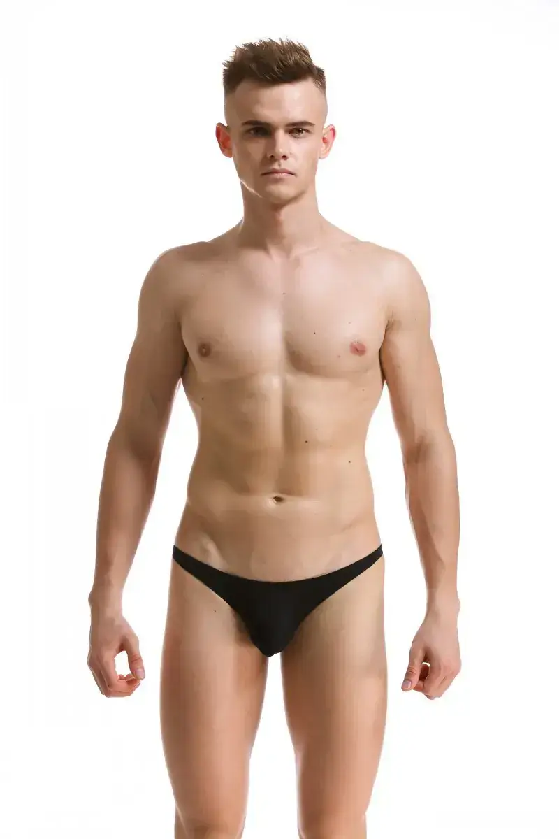Men's White Ice Silk Low Waist Bikini Briefs U406 — feature 44