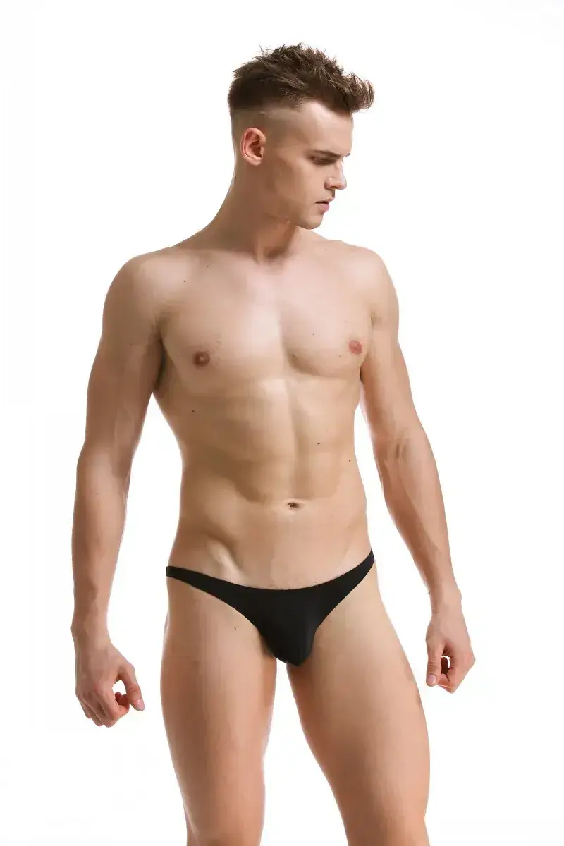 Men's White Ice Silk Low Waist Bikini Briefs U406 — feature 45