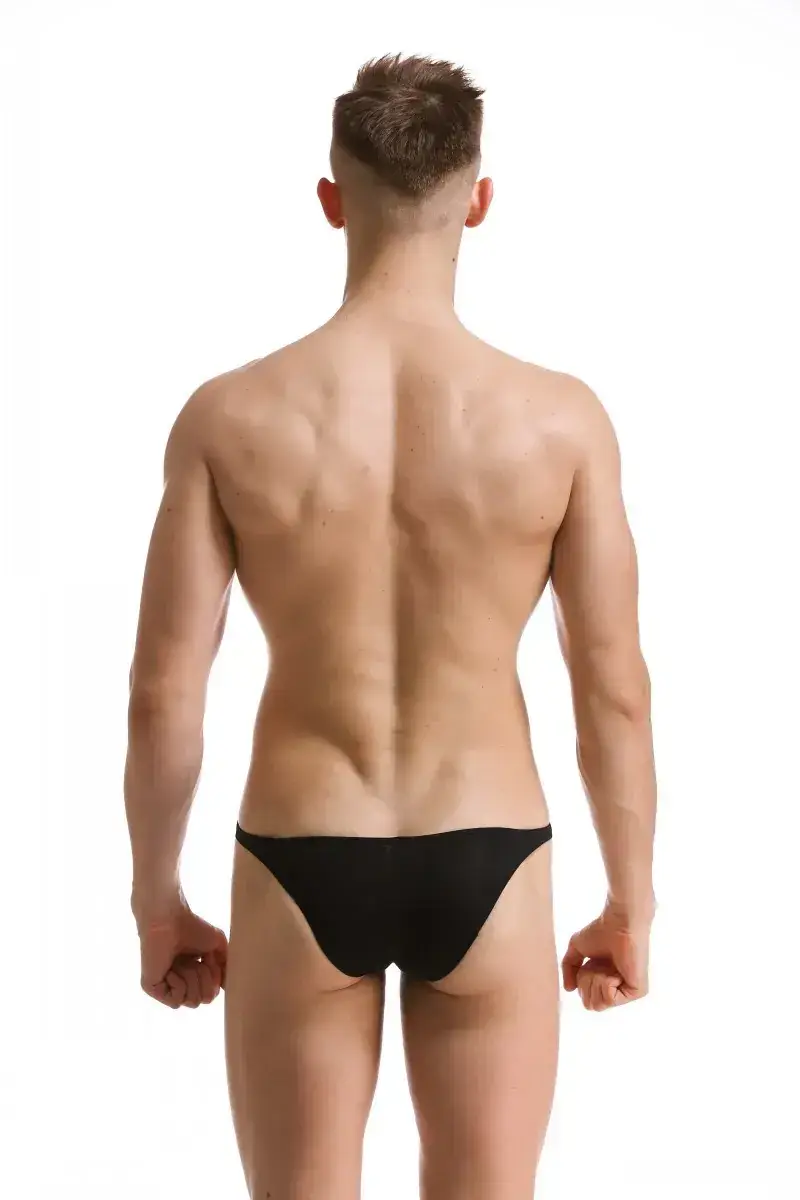 Men's White Ice Silk Low Waist Bikini Briefs U406 — feature 48