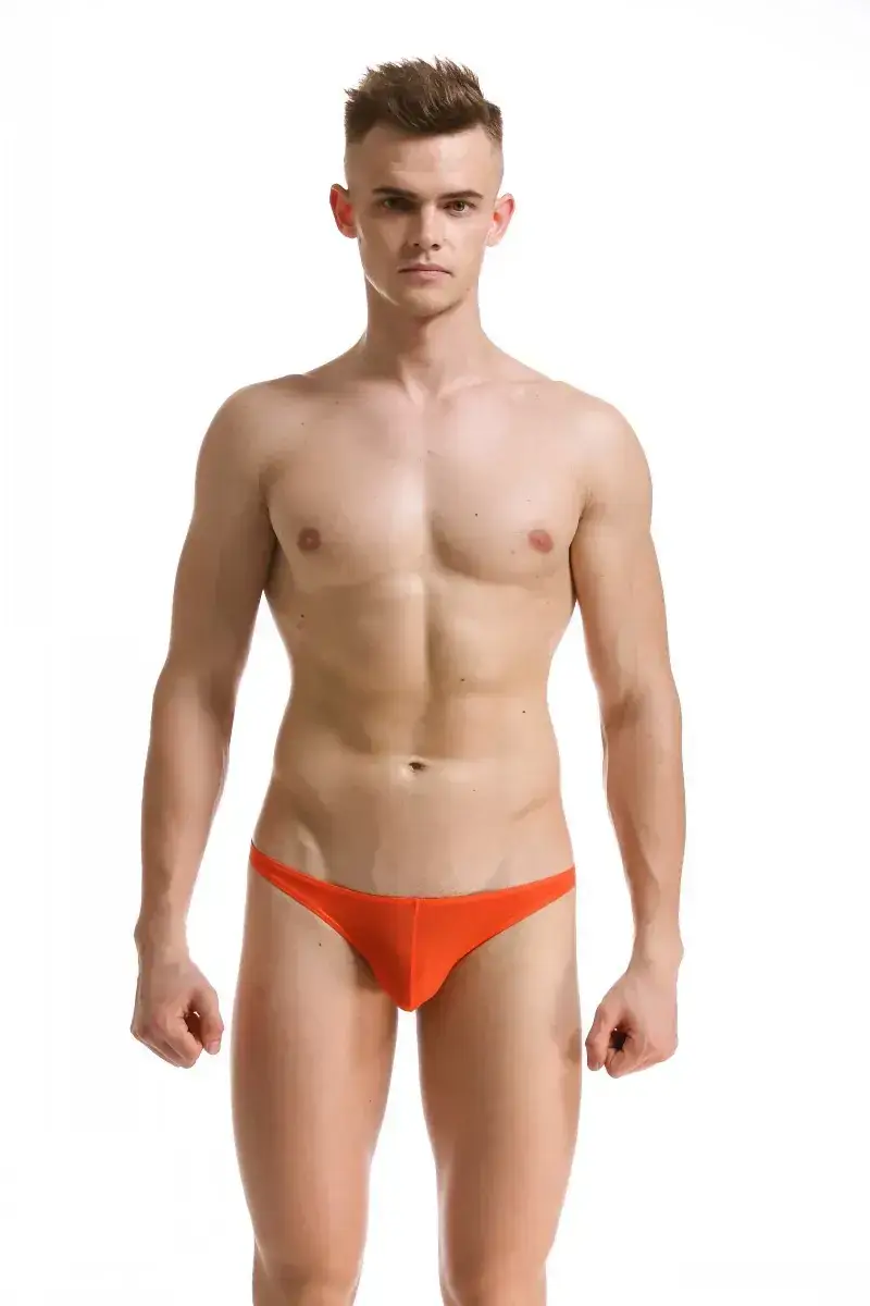 Men's White Ice Silk Low Waist Bikini Briefs U406 — feature 59