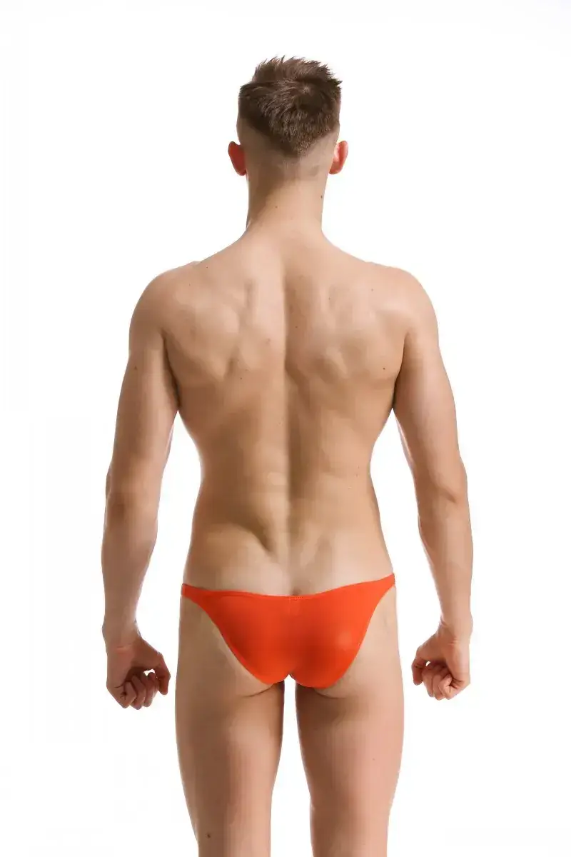 Men's White Ice Silk Low Waist Bikini Briefs U406 — feature 63
