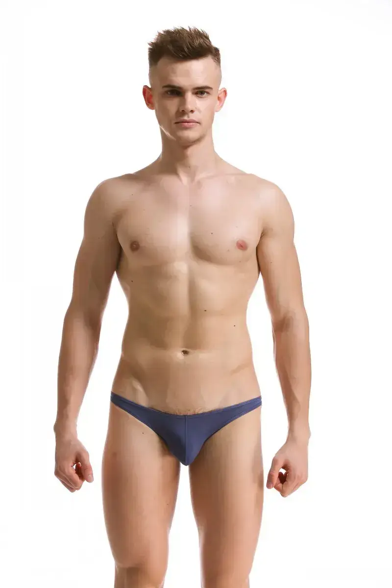 Men's White Ice Silk Low Waist Bikini Briefs U406 — feature 64