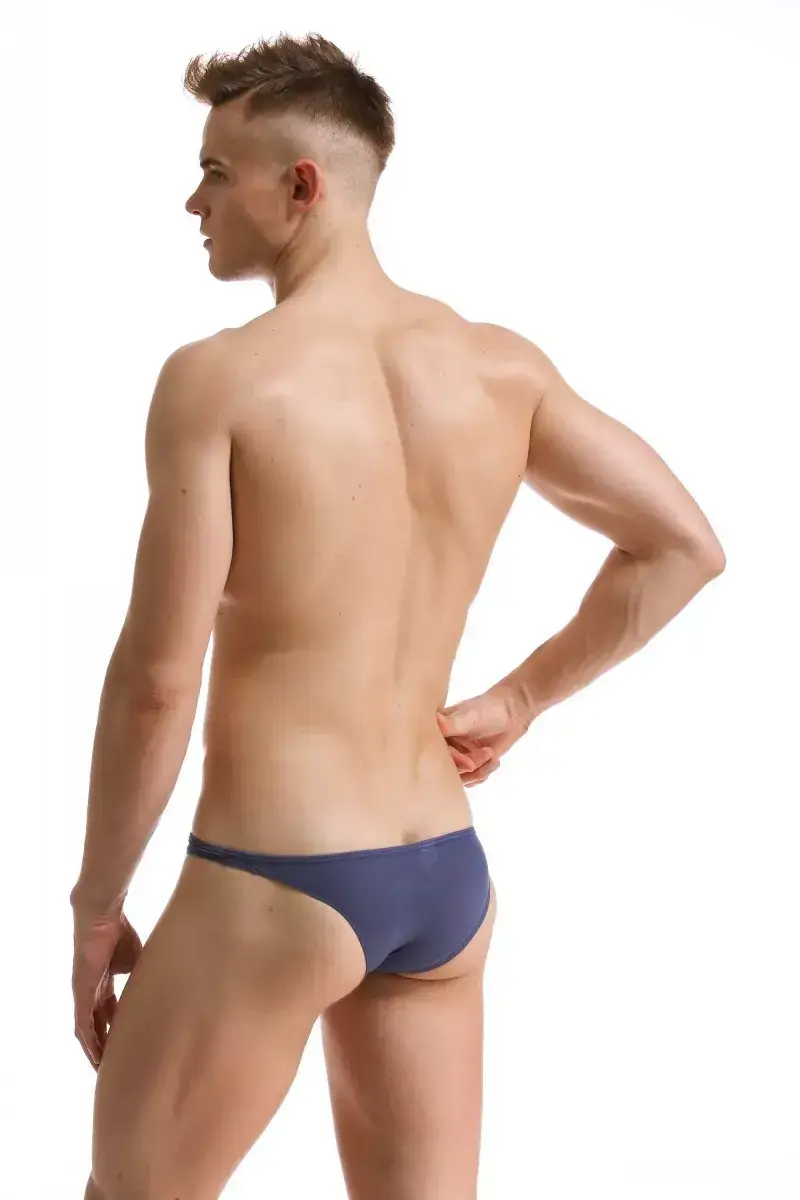Men's White Ice Silk Low Waist Bikini Briefs U406 — feature 68
