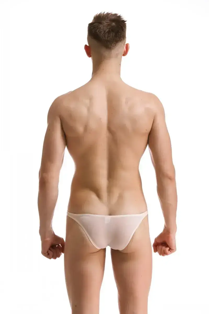 Men's White Ice Silk Low Waist Bikini Briefs U406 — feature 73