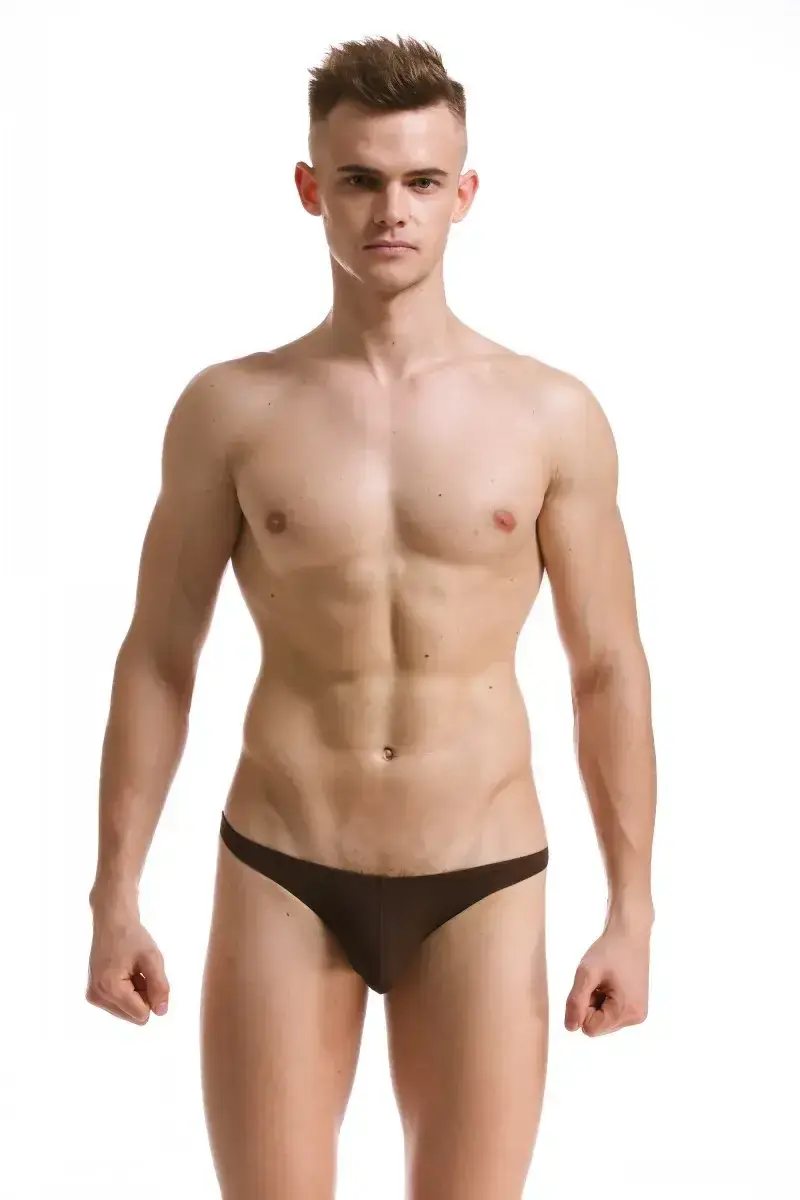 Men's White Ice Silk Low Waist Bikini Briefs U406 — feature 79