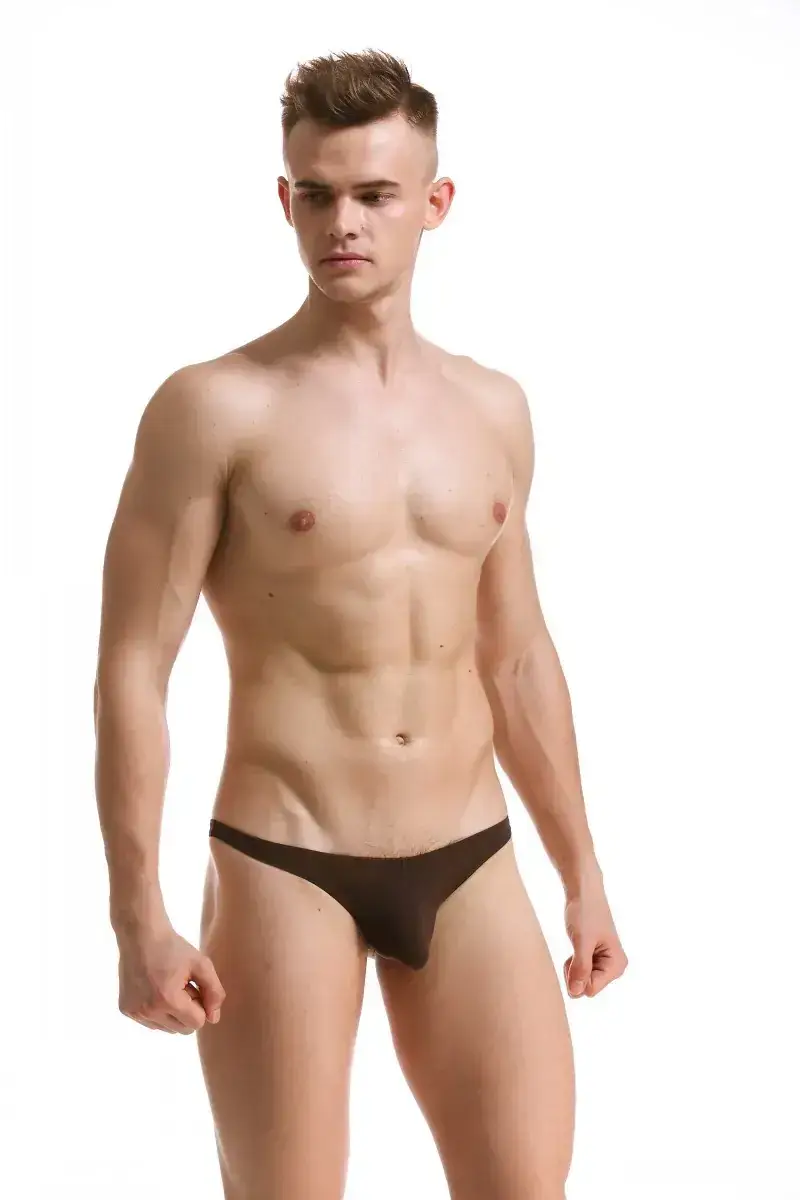 Men's White Ice Silk Low Waist Bikini Briefs U406 — feature 81