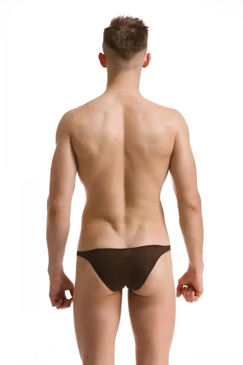 Men's White Ice Silk Low Waist Bikini Briefs U406 — feature 83