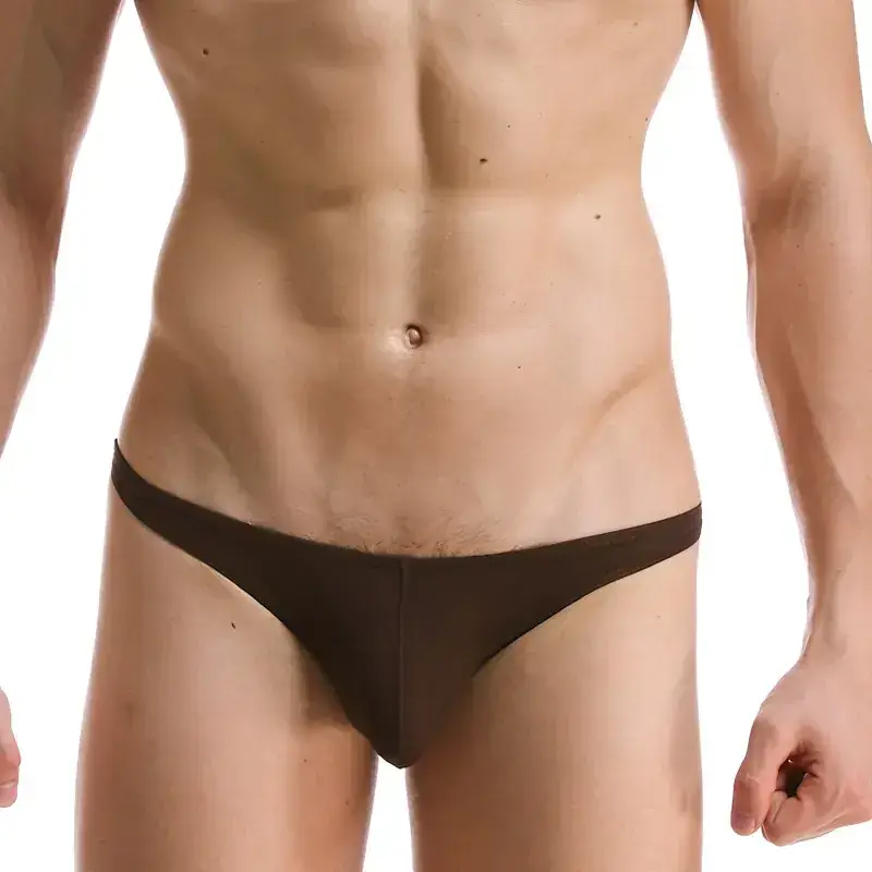 Men's White Ice Silk Low Waist Bikini Briefs U406