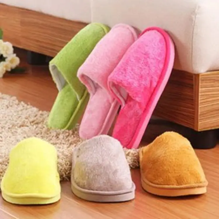 Winter men and women couples warm home plush candy color solid color EVA foam bottom cotton slippers manufacturers wholesale