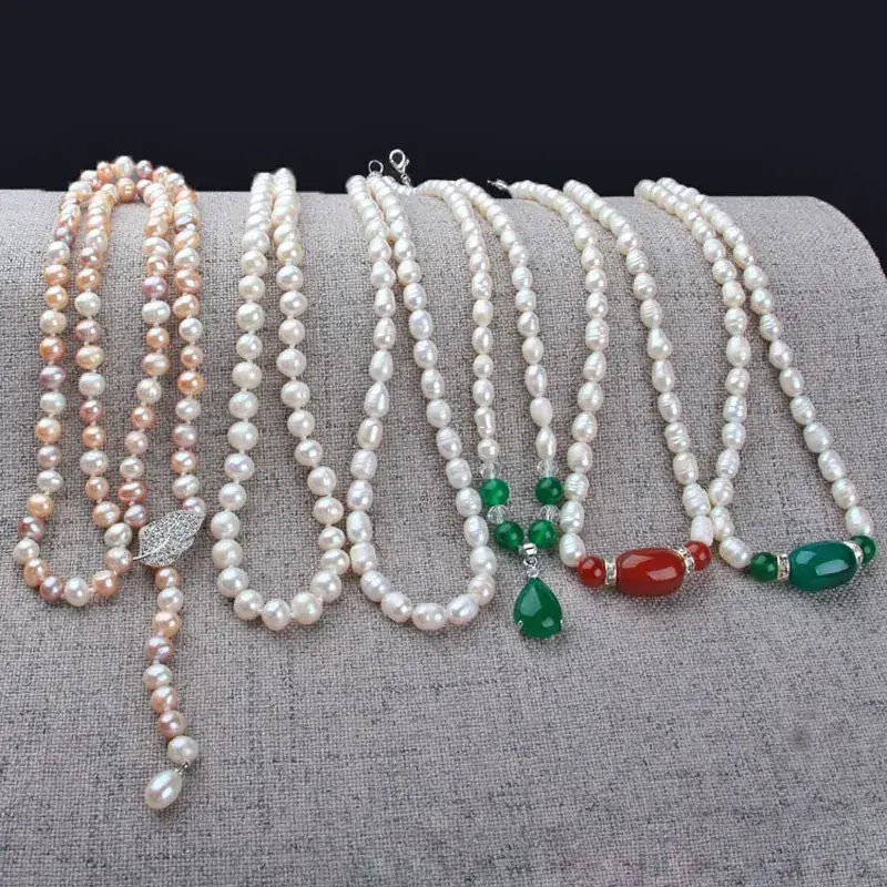 Natural Pearl Necklace with Jade Pendant, Mother's Style, Jade Jade Pendant - Image 11