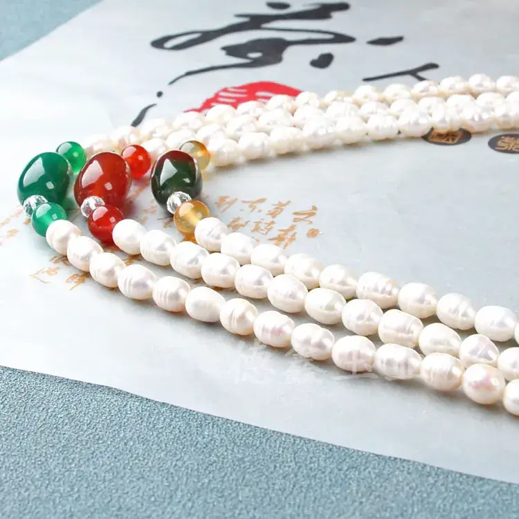 Natural Pearl Necklace with Jade Pendant, Mother's Style, Jade Jade Pendant - Image 6