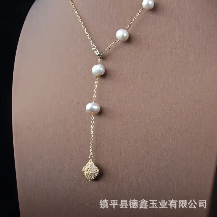 Natural Pearl Necklace with Jade Pendant, Mother's Style, Jade Jade Pendant - Image 9
