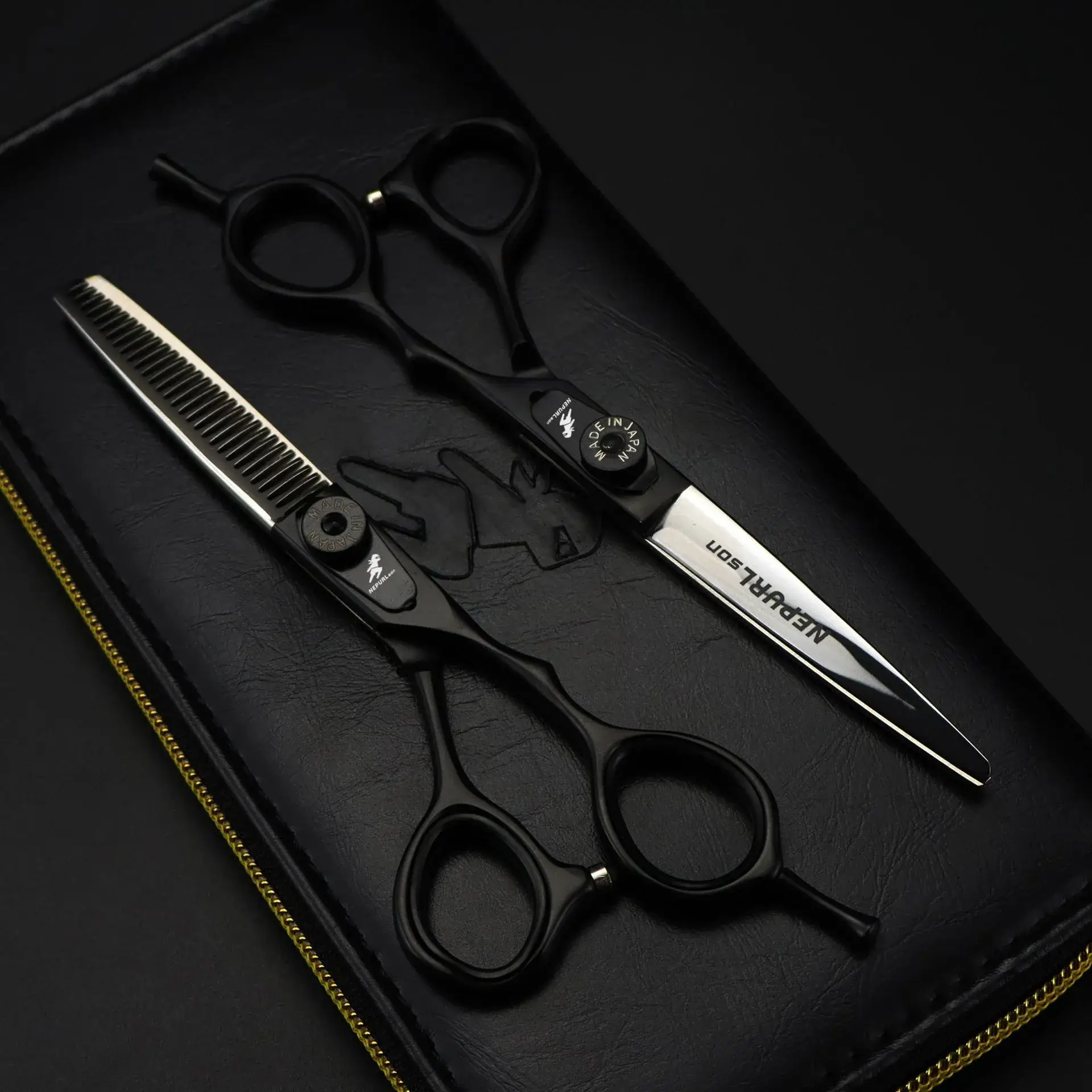 6.0 Inch Black Hair Scissors Half Blade Tooth Precision - Image 4