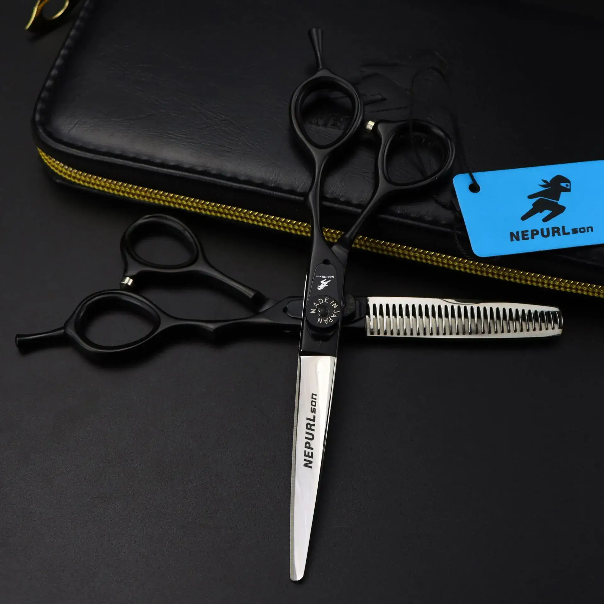 6.0 Inch Black Hair Scissors Half Blade Tooth Precision