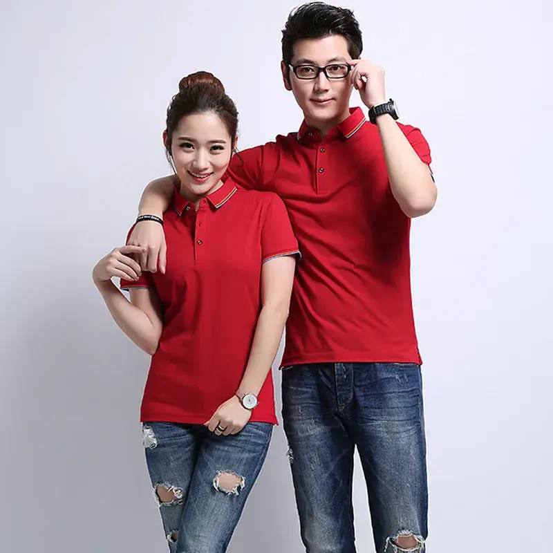 Men Red Business Polo Shirt with Logo & Short Sleeve - Image 17