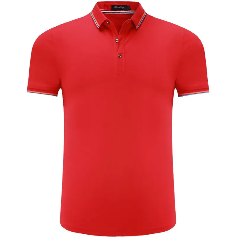 Men Red Business Polo Shirt with Logo & Short Sleeve - Image 10
