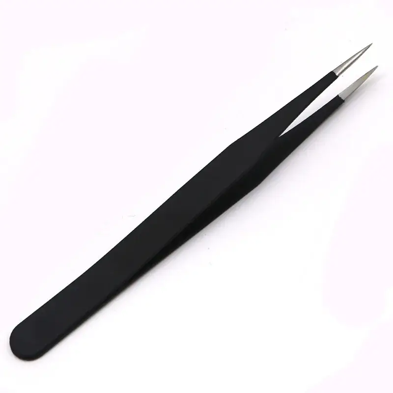 Electrostatic Black Nail Art Tweezers with 45° Bend - Image 5